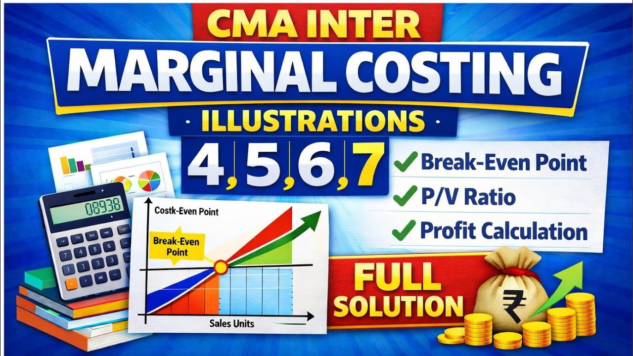 CMA Inter| Marginal costing Illustration 4,5,6,7 |Cost accounting|Study material Solution