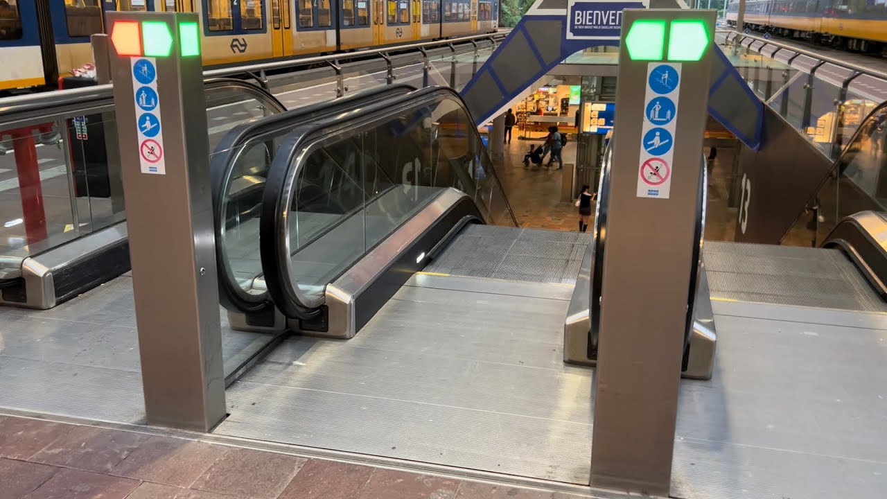 Rotterdam, Netherlands. 4x Escalator ride upto Platforms 13&14 at Centraal Station