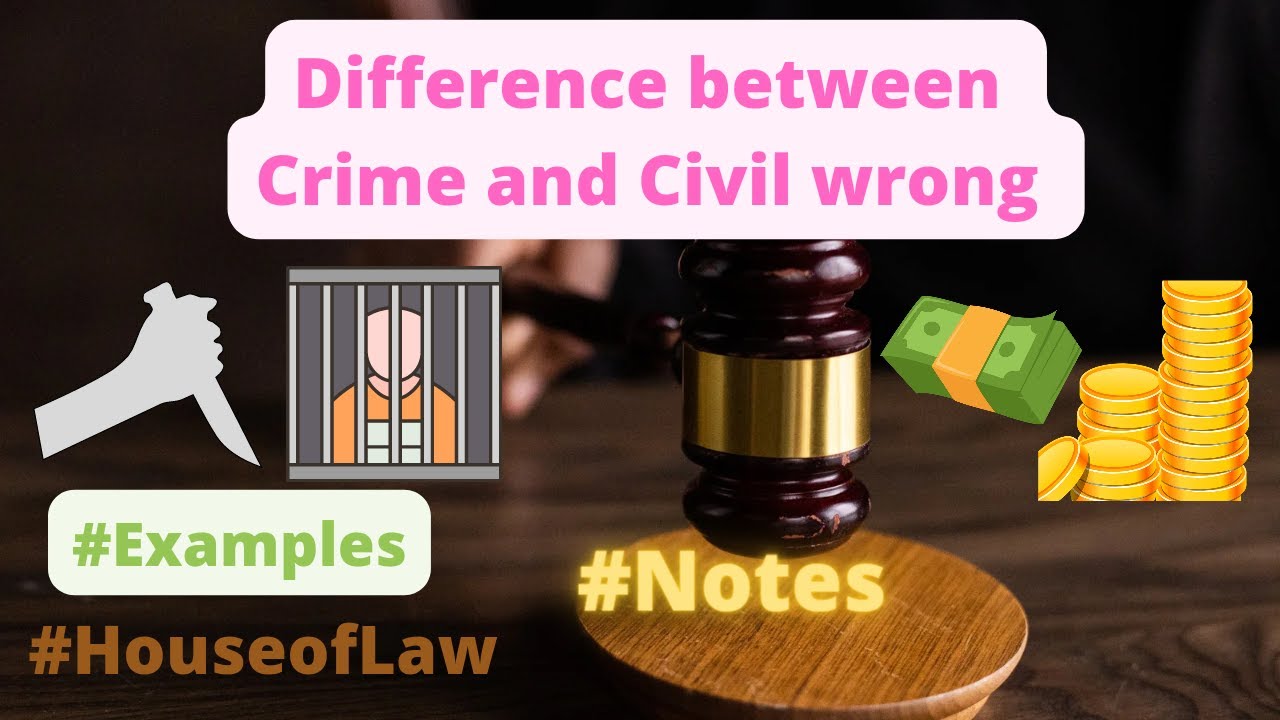 Difference between Crime and Civil Wrong || Notes || House of Law