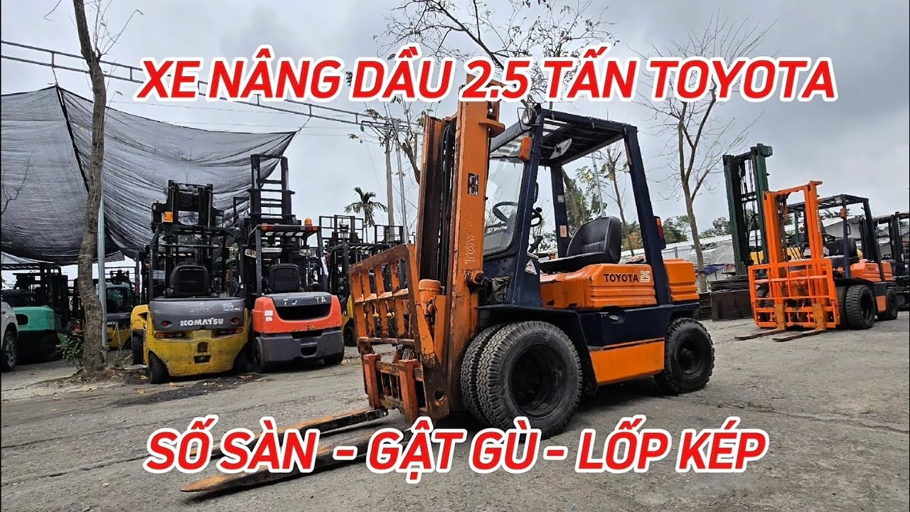 Xe nâng dầu 2.5 tấn Toyota 5FD25 40189 số sàn, gật gù, lốp kép cực đẹp