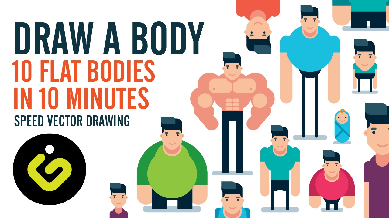 How To Draw A Body, 10 Flat Design Bodies in 10 Minutes, Speed Drawing in Adobe Illustrator