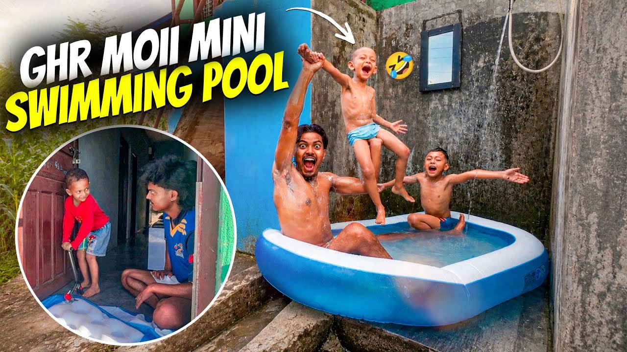 Eti Garmi Vayo Ki Ghar Mai Swimming Pool Banauna Paryo 🤣