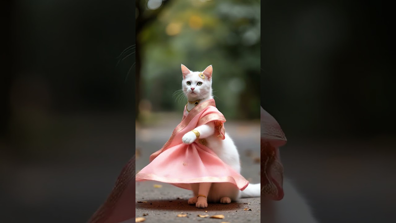 Cat Dance | Gulabi Sadi💃🐱 | Marathi Traditional Cute Cat | AI Shorts