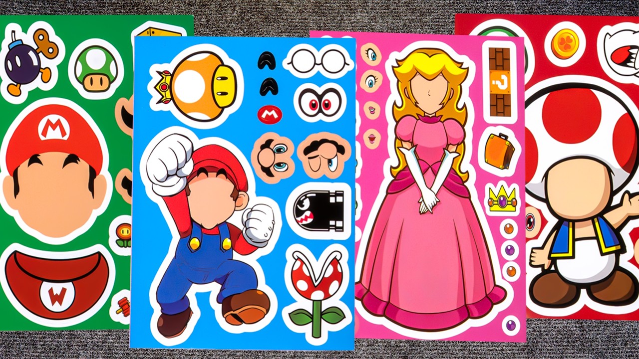 SUPER MARIO STICKER BOOK MAKEOVER 🍄 ✨ ASMR Fun with Mario, Luigi & Yoshi | Oddly Satisfying