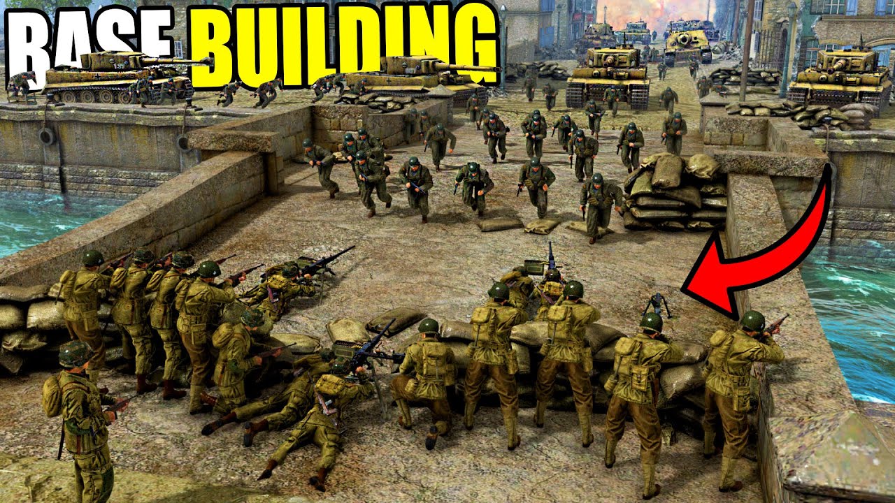 I built WW2 US ARMY Machine Gun BRIDGE FORT vs 4,000 GERMAN ARMY! - Gates of Hell: Base Building