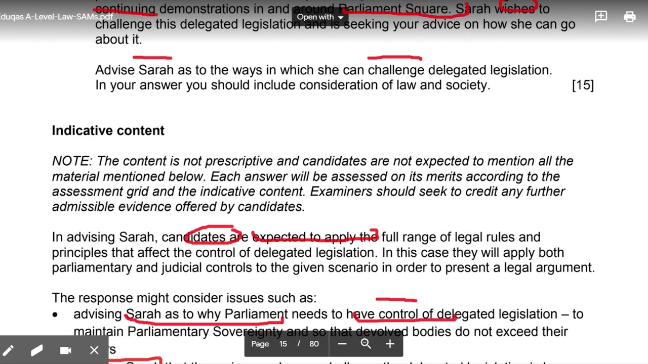 How to answer an application of controls of delegated legislation question