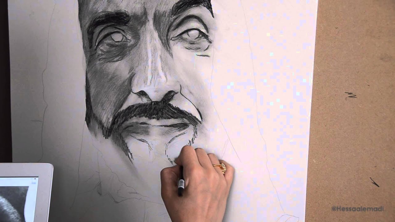 Portrait drawing : Sheikh Zayed (part 1 of 2)