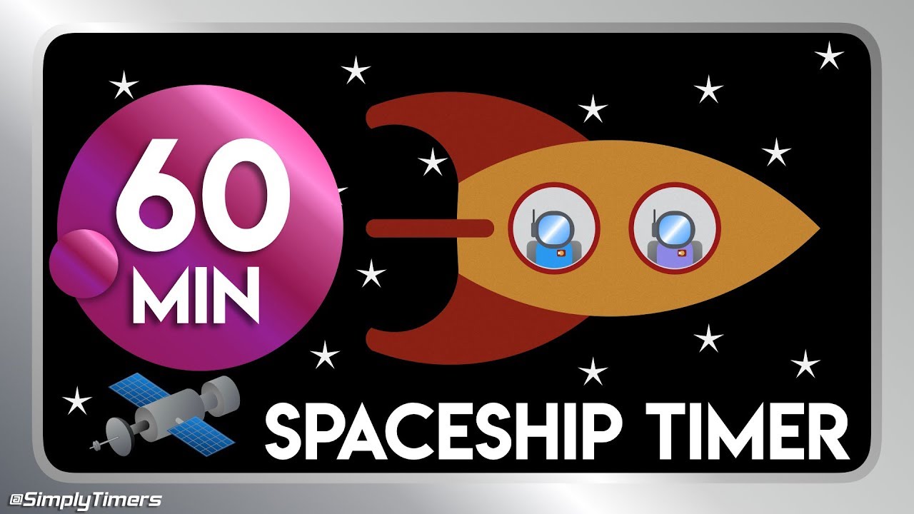 60 min Space ship, rocket pilot countdown timer in space