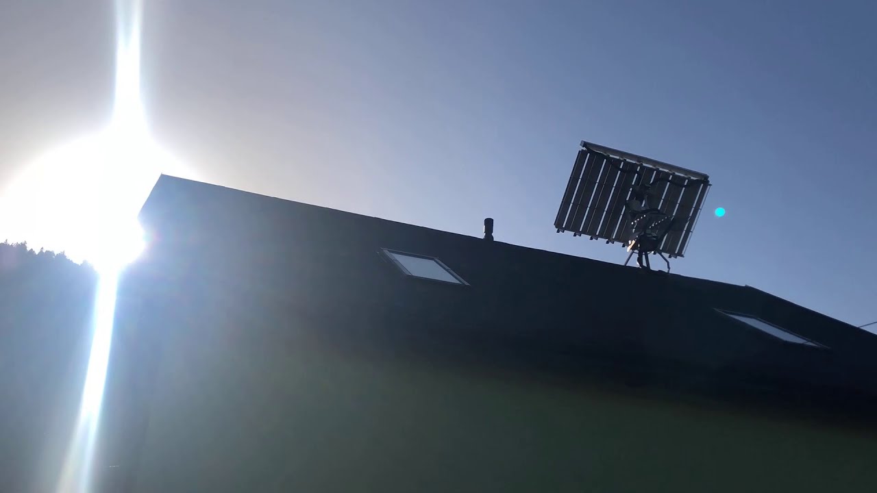Tracker słoneczny - Solar Tracker - Optyczny system 2 osiowy - start pracy / naprowadzanie TiMELAPSE