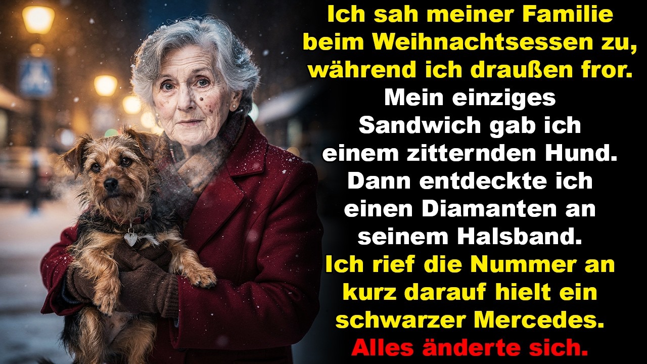 Meine Familie aß drinnen, ich saß draußen und fütterte einen Streuner. Sein Halsband hatte …