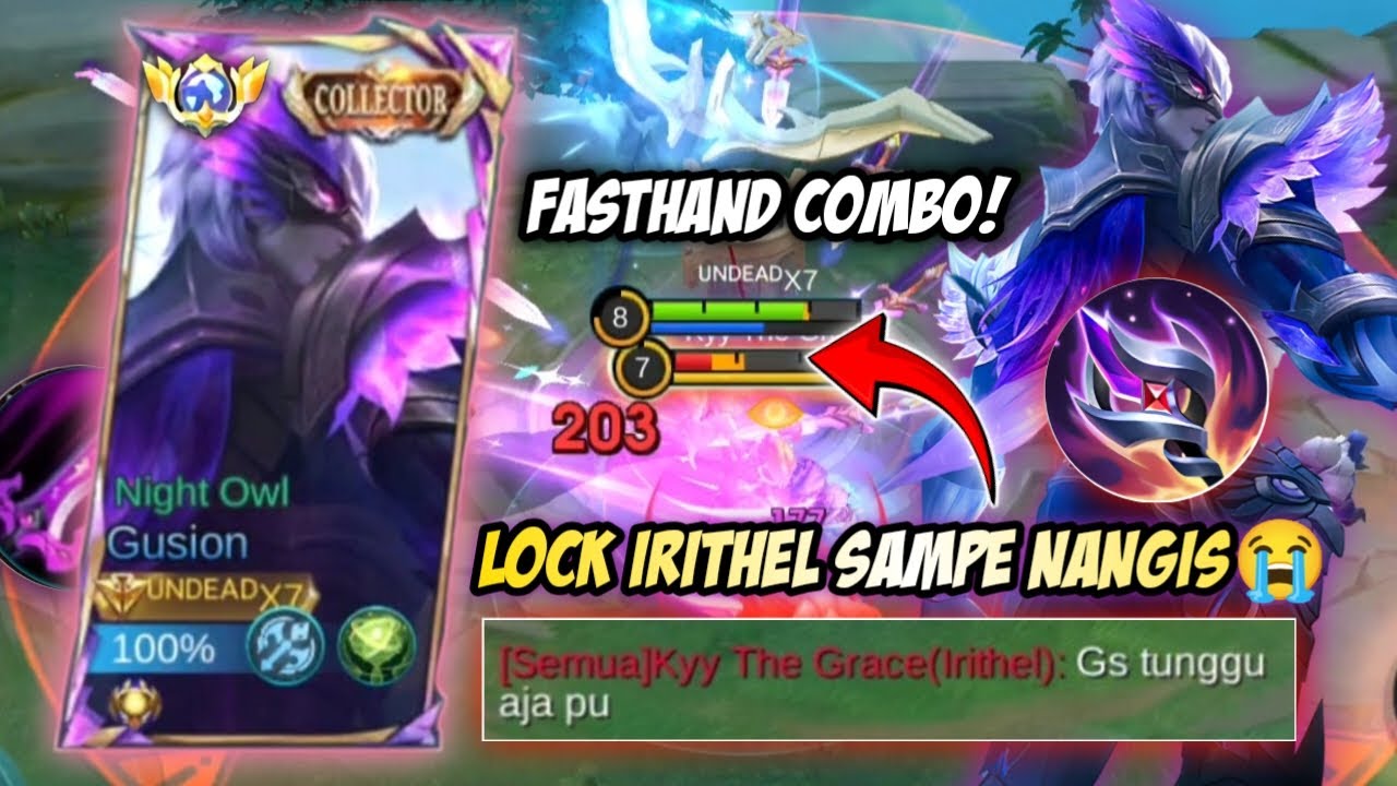 GUSION FASTHAND COMBO! LOCK IRITHEL SAMPE NANGIS😭 | GUSION BEST BUILD & EMBLEM - MLBB