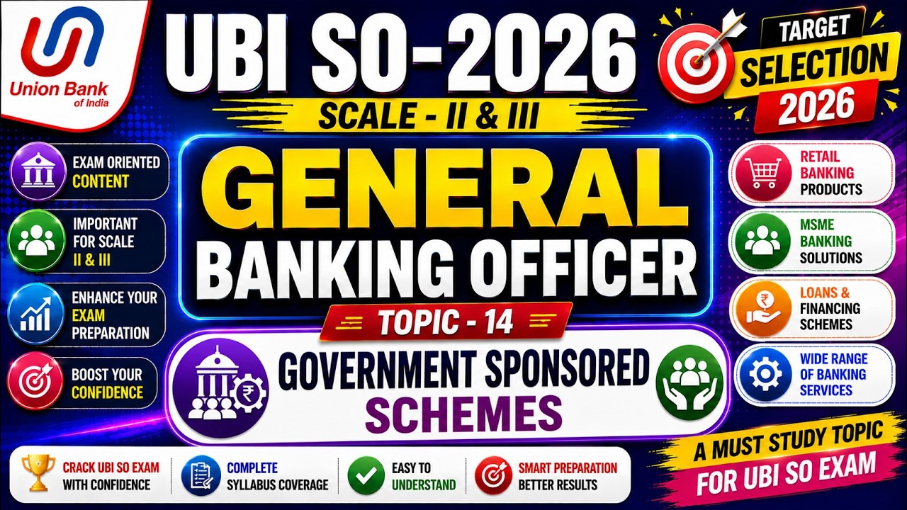 Government Sponsored Schemes MCQS | UBI SO 2026 General Banking Officer | UBI GBO MCQ PDF 2026 | UBI