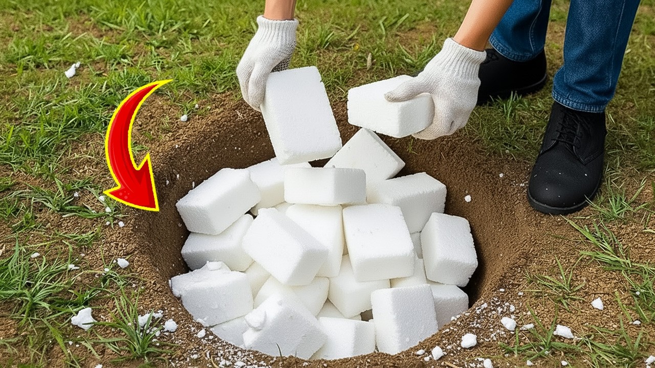 Pour Old Styrofoam into a hole! Few people know this secret!