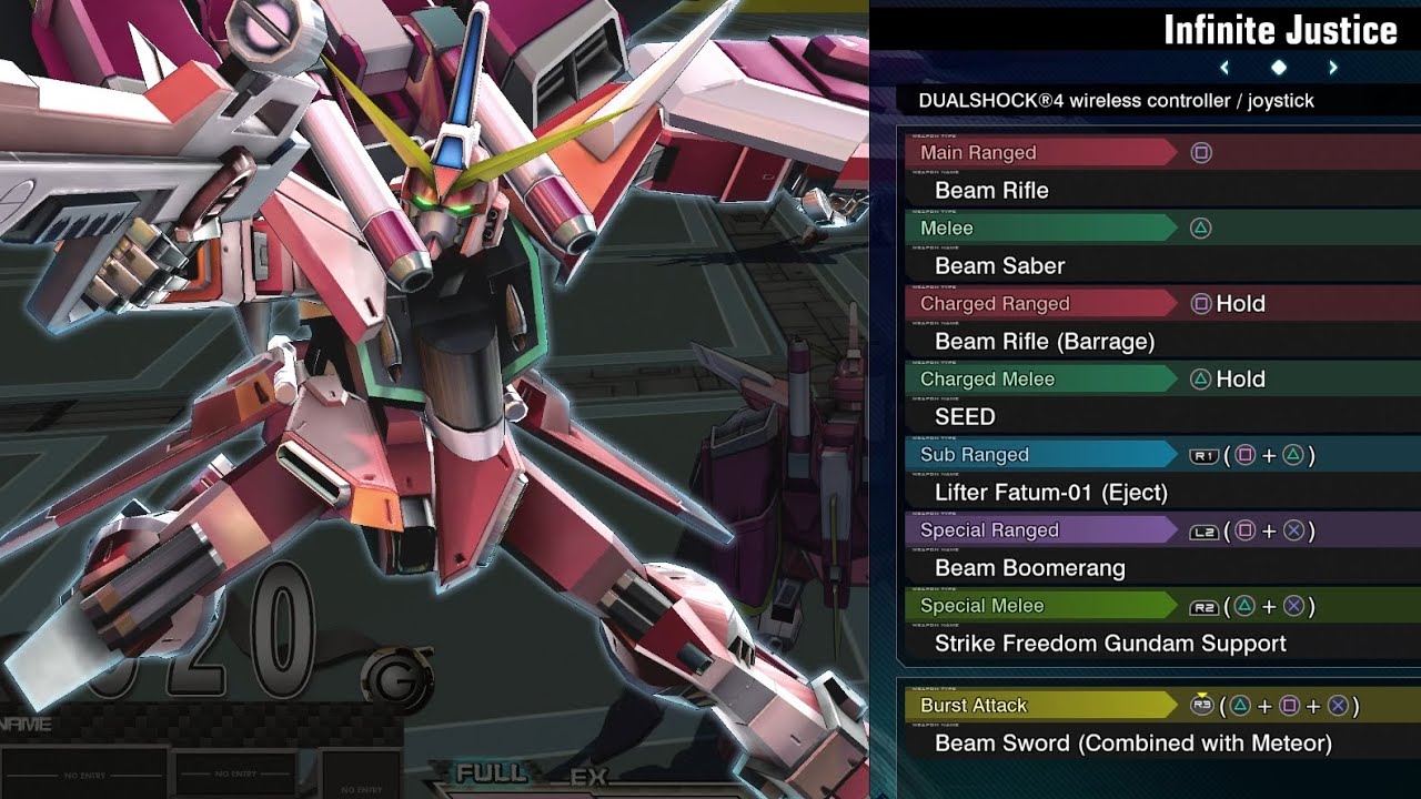 Infinite Justice Gundam - Gundam Extreme Versus Maxi Boost ON Combo Guide
