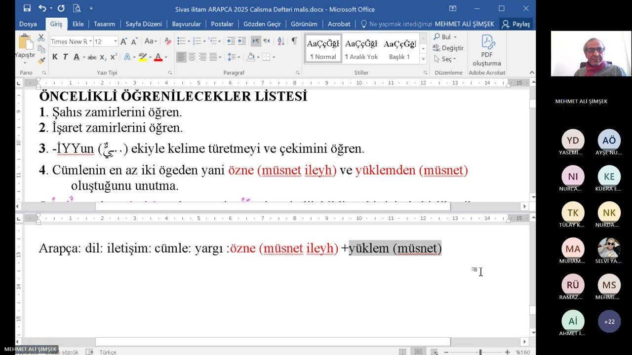2025 ilitam Arapca Bir 1. hafta 1.ders