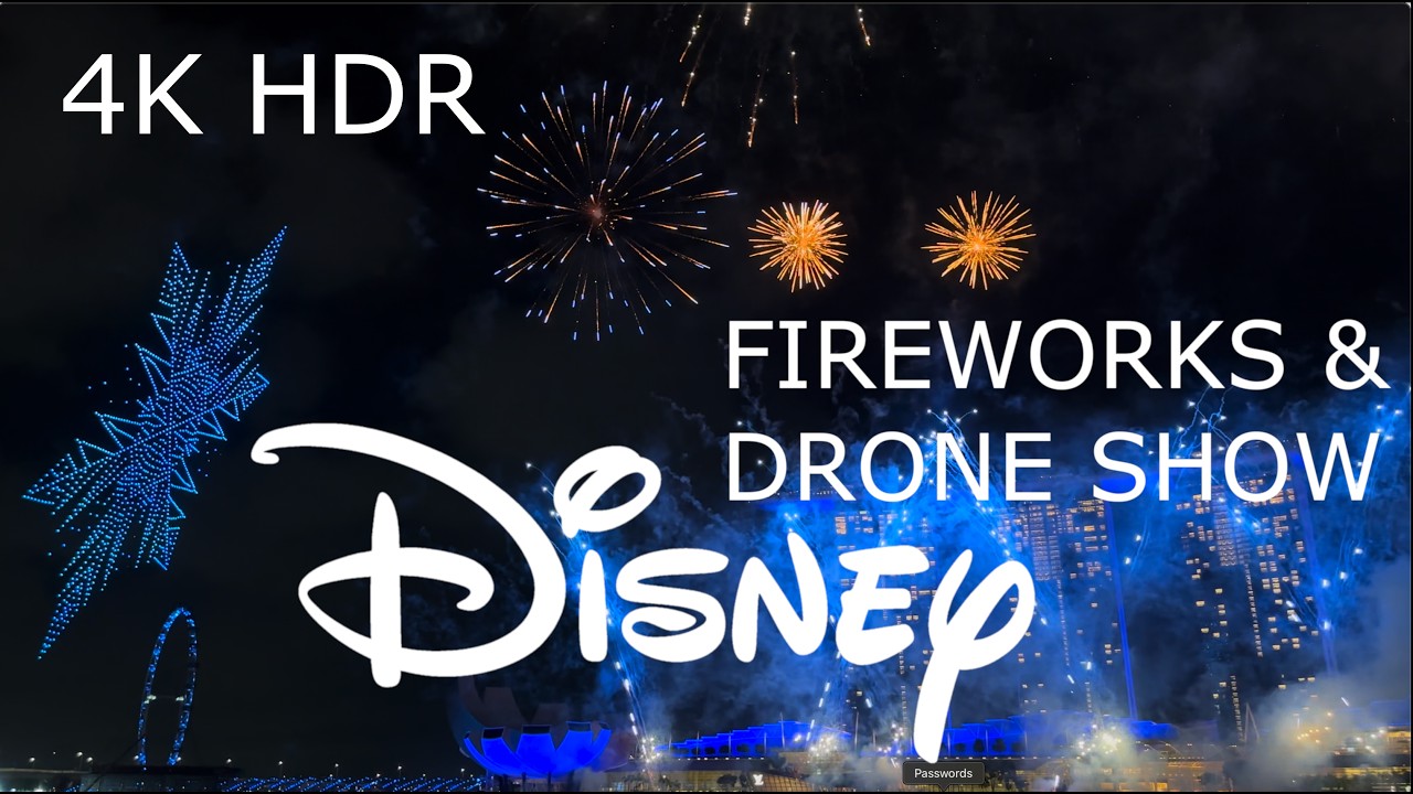 DISNEY FIREWORKS Musical and DRONE SHOW in Singapore [4K HDR with Pro Audio Sync Music Choreography]