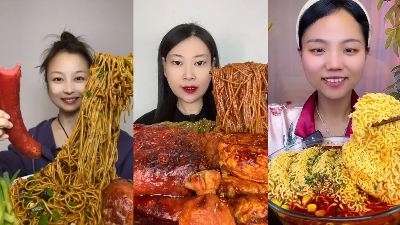 Creamy & Cheesy Chinese Carbonara Massive Noodles Mukbang | Ramen Eating Sounds ASMR