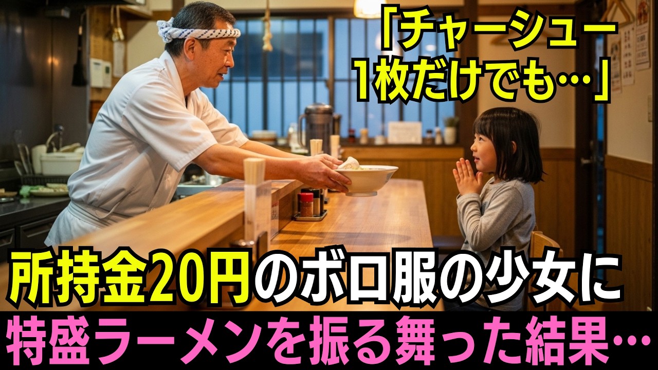 廃業寸前のラーメン屋に所持金20円のボロボロの少女が来店「チャーシュー1枚だけでも…」店主「腹いっぱい食べな」→特製ラーメン大盛りをご馳走した結果…【感動する話】