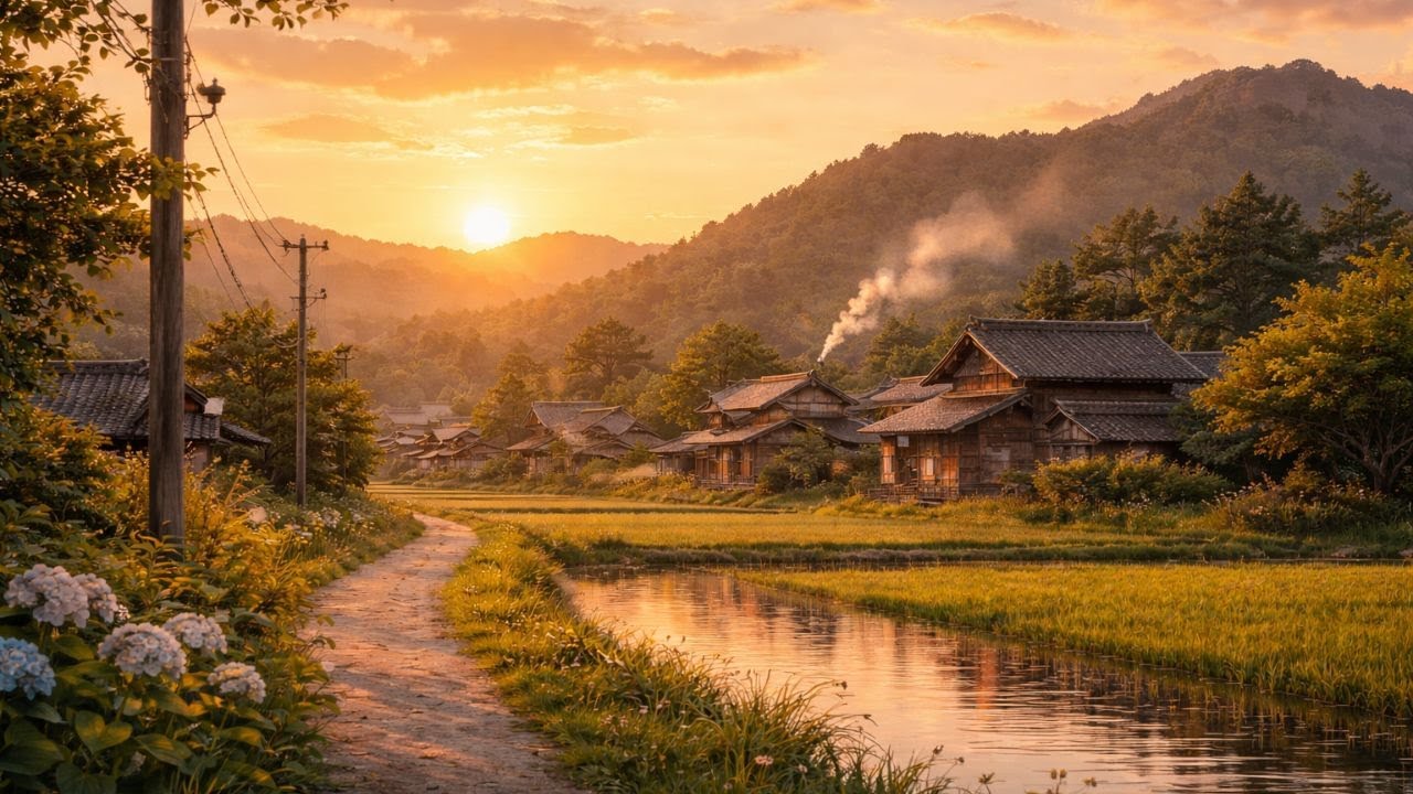 何も起こらない昔の日本の村｜音だけが聞こえる一日｜4K