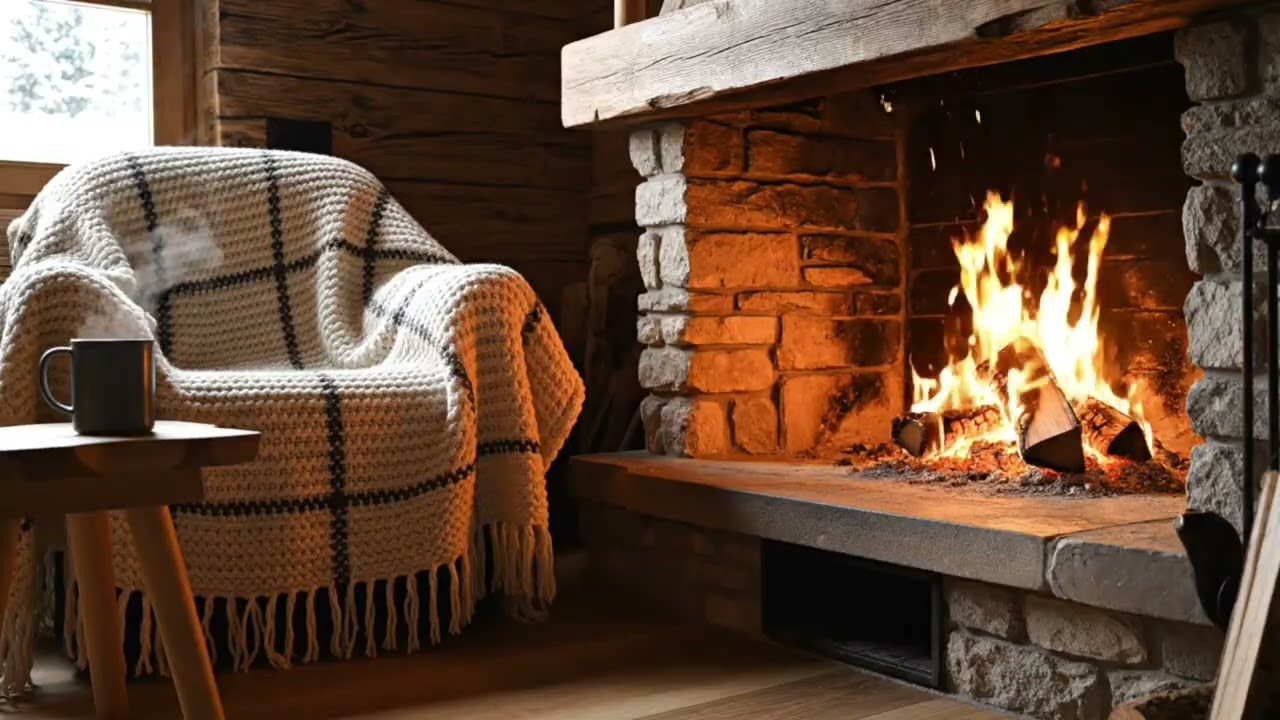 Feu de cheminée au chalet.