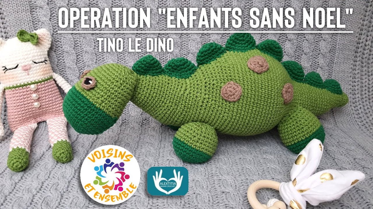 COMMENT FAIRE UN AMIGURUMI DINOSAURE ❤️TUTO ENFANTS SANS NOEL ASSOCIATION❤️  #mamiecrochet
