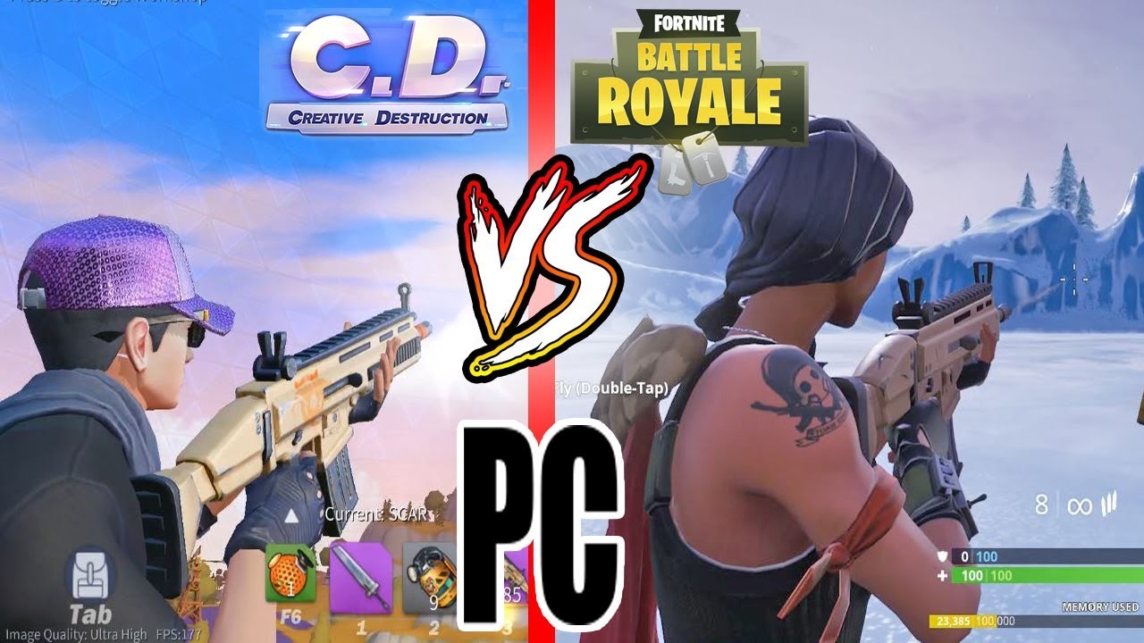 Creative Destruction VS Fortnite - weapon comparison (60FPS)