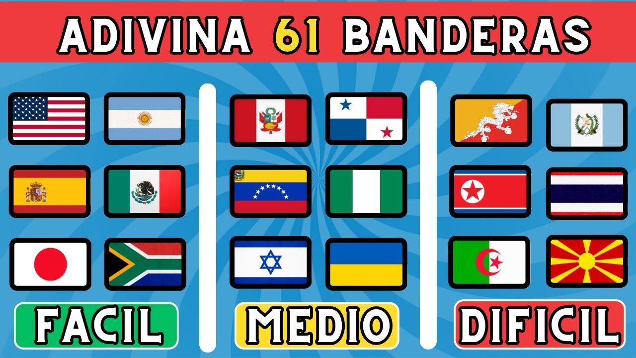 Adivina 61 BANDERAS del MUNDO 🌍 con NIVELES | Trivia 🧠