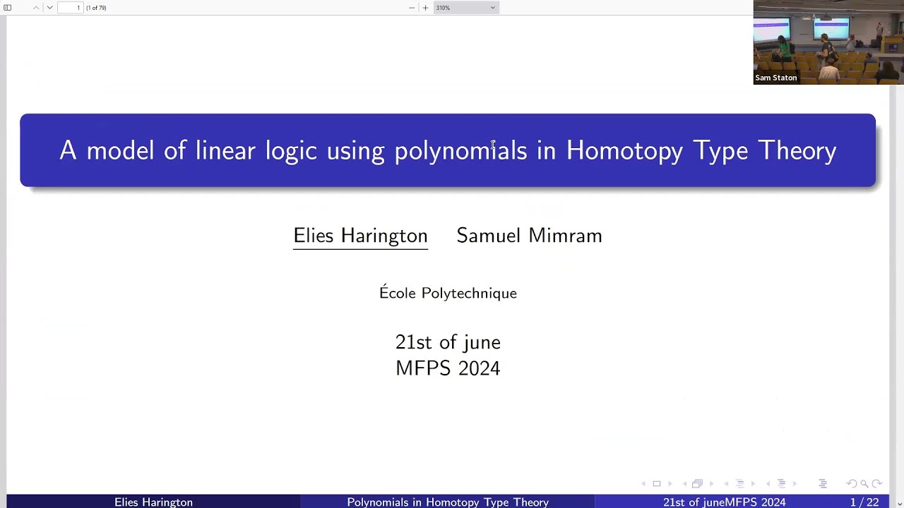 Elies Harington - A model of linear logic using polynomials in Homotopy Type Theory