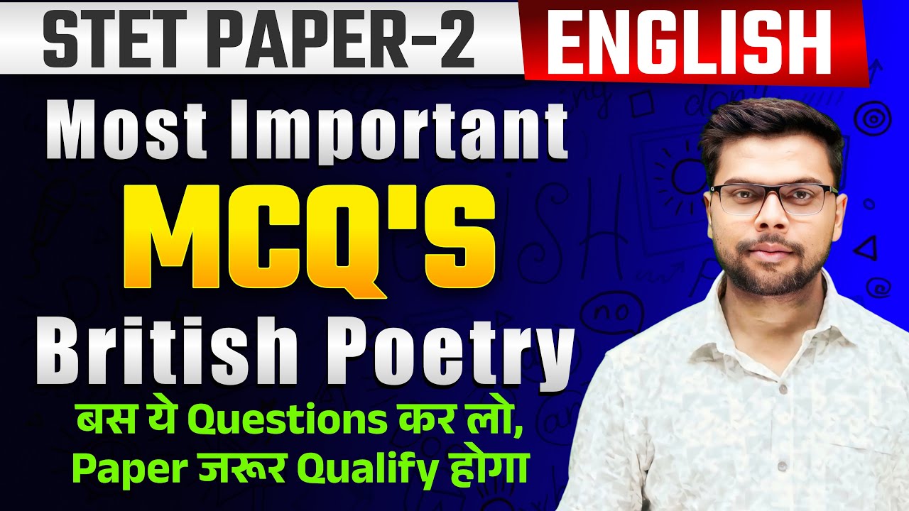 Bihar STET Phase 2 Exam | English Paper 2 Classes | British Poetry Most Important MCQ's | Class 1