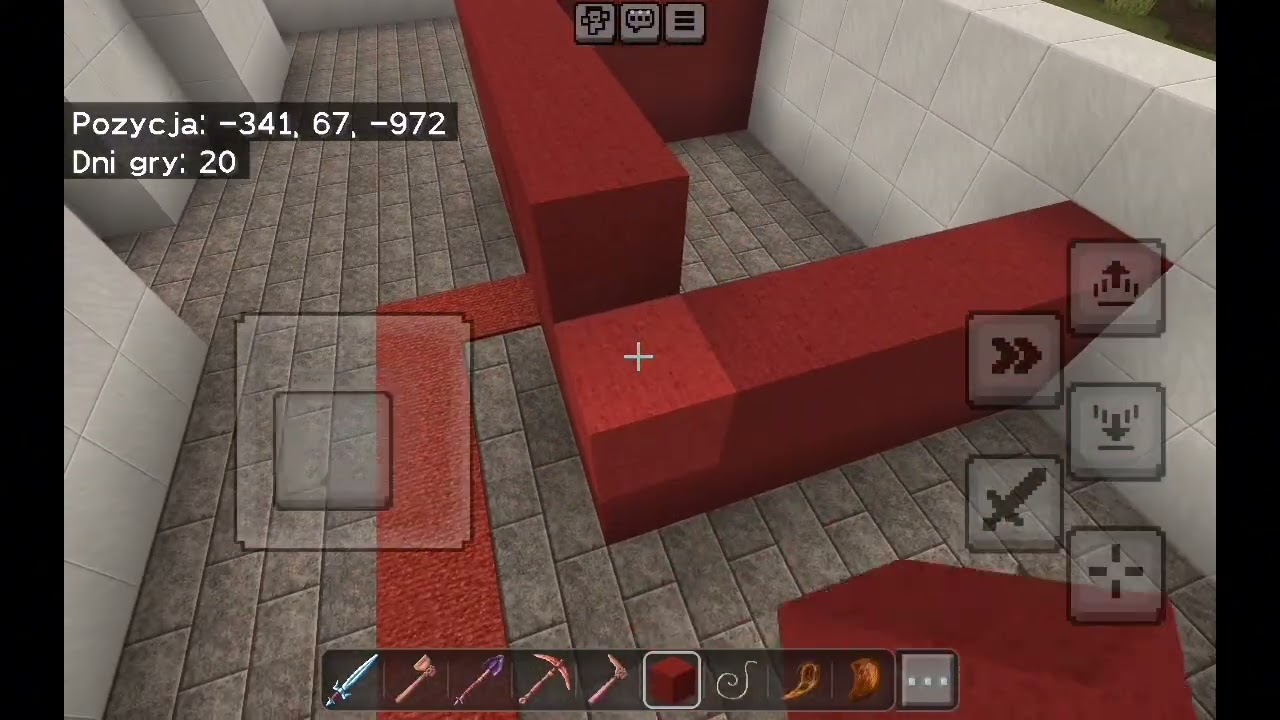 Minecraft, buduje szpital w mieście bączka.