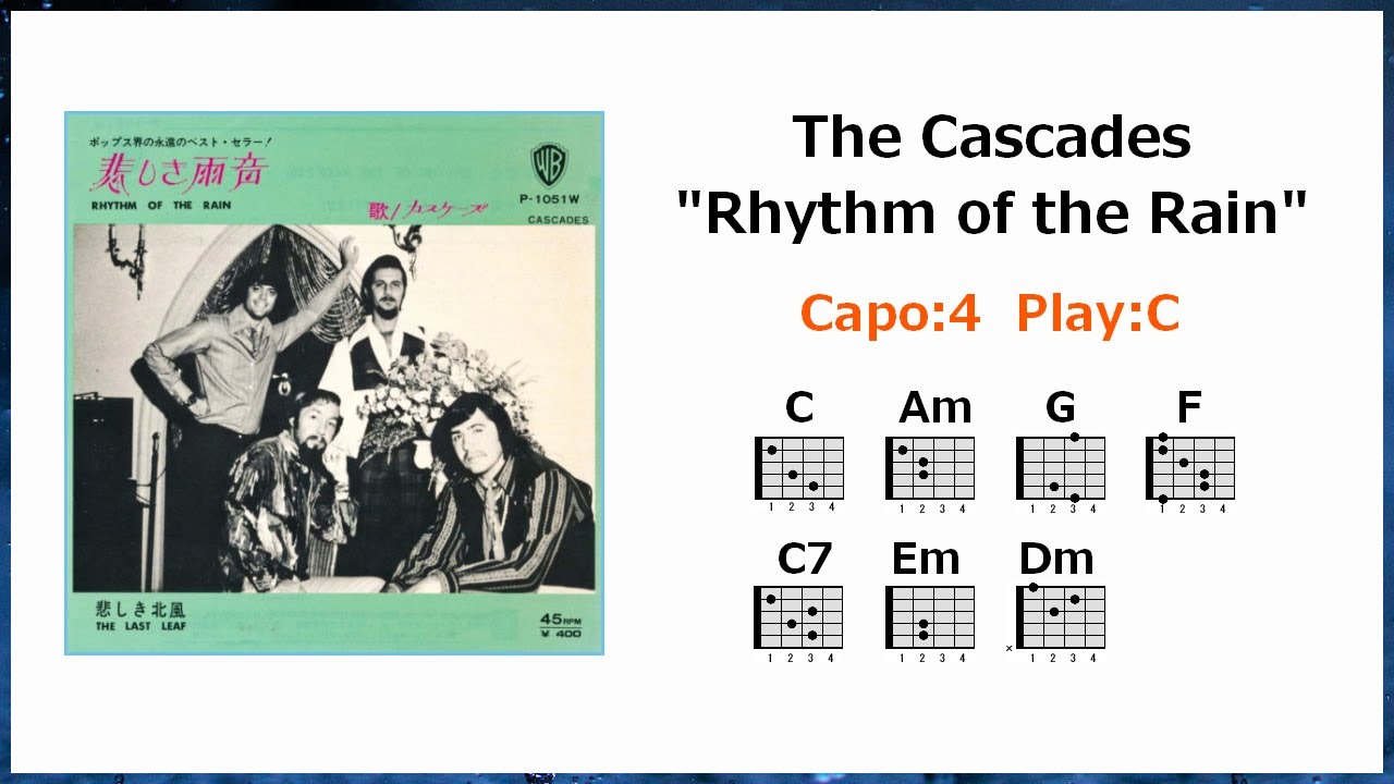 カスケーズ「悲しき雨音」英語歌詞・ギターコード付き Capo:4＊The Cascades  / Rhythm of the Rain with Lyrics & Chords