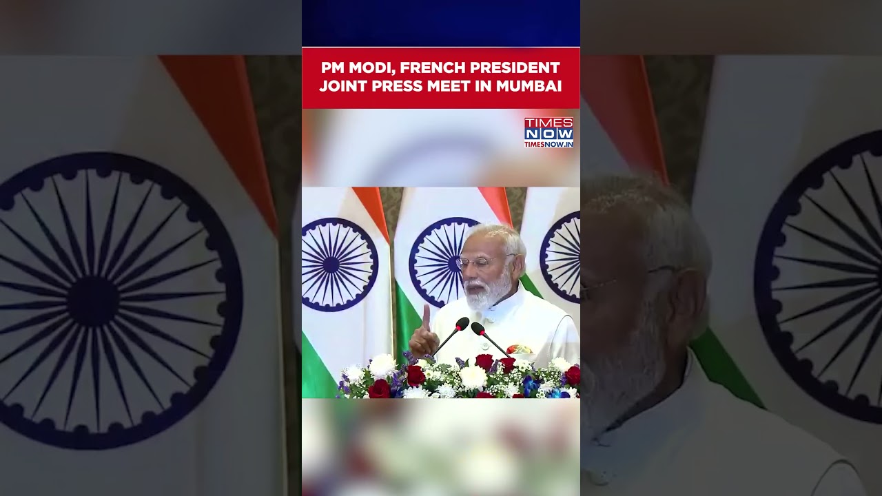 PM Modi, French President Emmanuel Macron Joint Press Meet In Mumbai | Watch Video #shorts