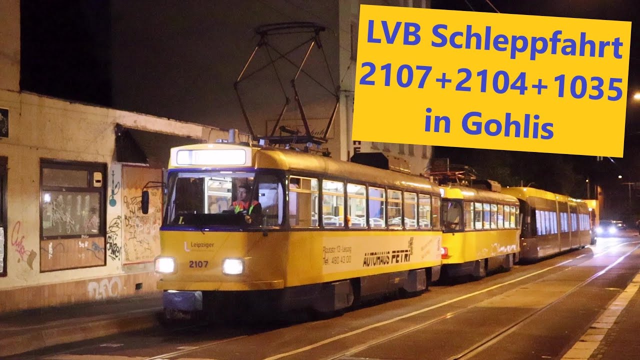 LVB Schleppfahrt [nach Bügelschaden!!!] 2107+2104+1035 in Gohlis / LVB Straßenbahn