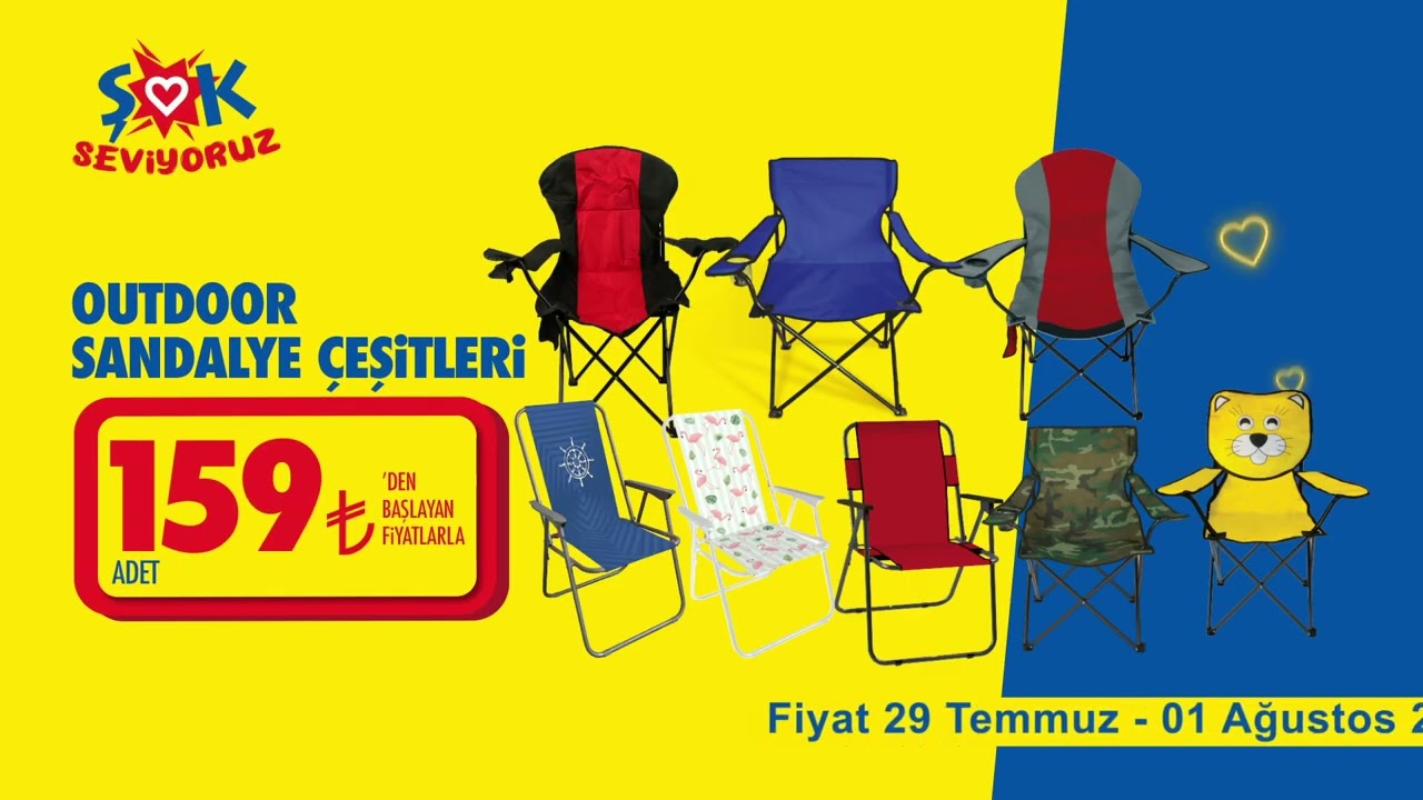 Kamp ve Plaj Sandalyesi &Ccedil;eşitleri hem ŞOK'ta hem Cepte ŞOK'ta!
