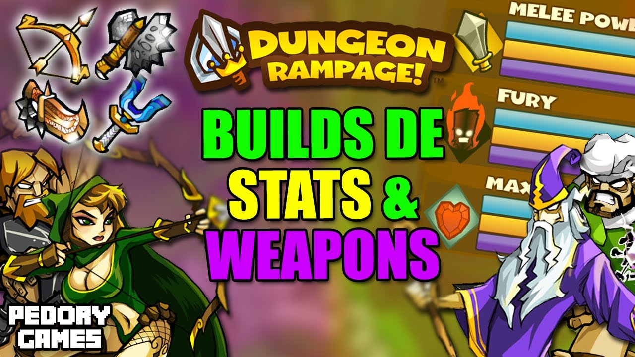 AS MELHORES BUILDS e ARMAS Para CADA HERÓI do DUNGEON RAMPAGE ✅⚔️