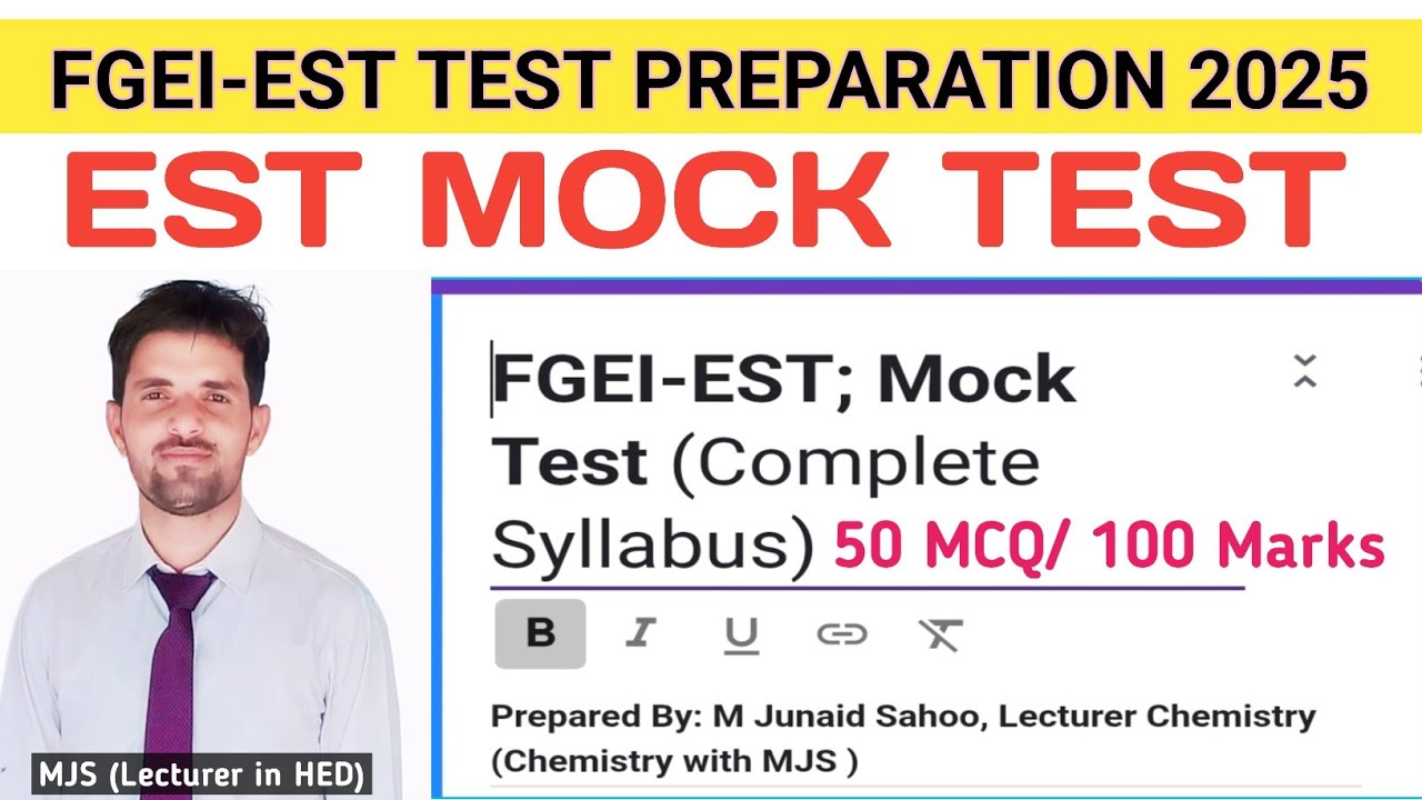FGEI-EST Mock Paper Discussion by MJS|important 50 MCQ| 100 Marks| Solve & Analyze Your Performance