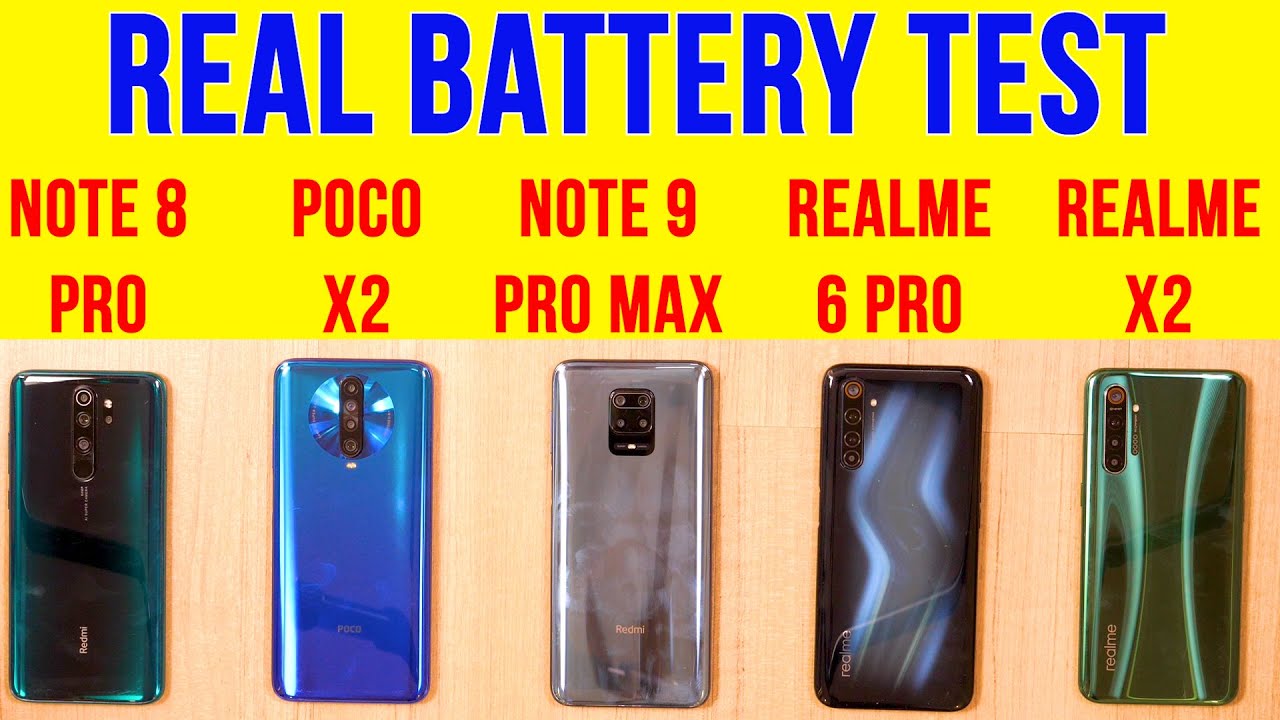 Note 9 Pro Max vs Poco X2, Realme 6 Pro, Realme X2 Battery Drain | PUBG Heating | Charging [Hindi]
