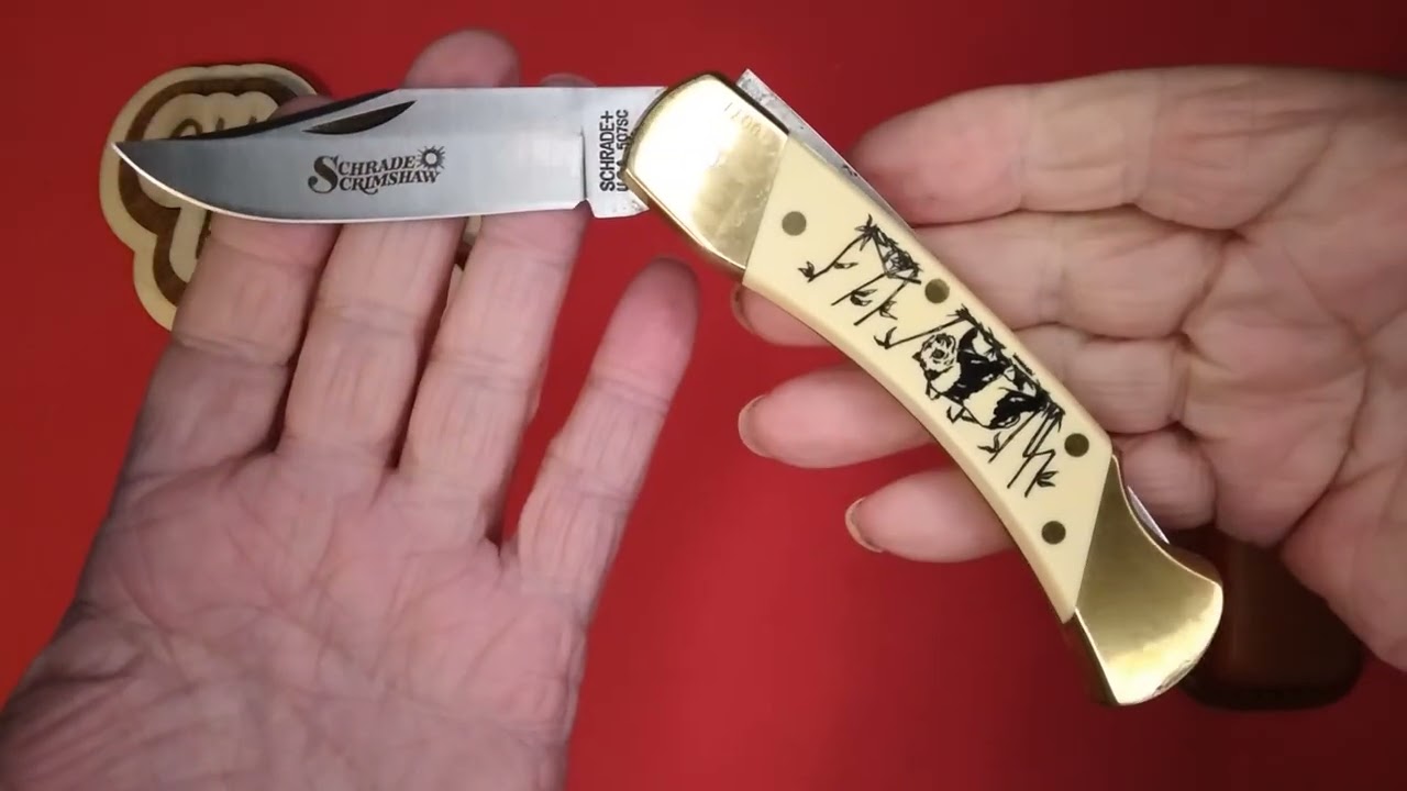 Schrade Panda lockback @NorthStarKnifeReviews#schradesunday #knifecollector #Scrimshaw #Schrade 