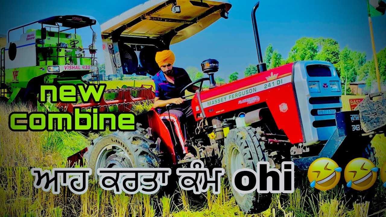 ajj lagi combine /tractor fas gya /jhondeere 5405 /new vishal combine/massey 241 / jatt life vlog