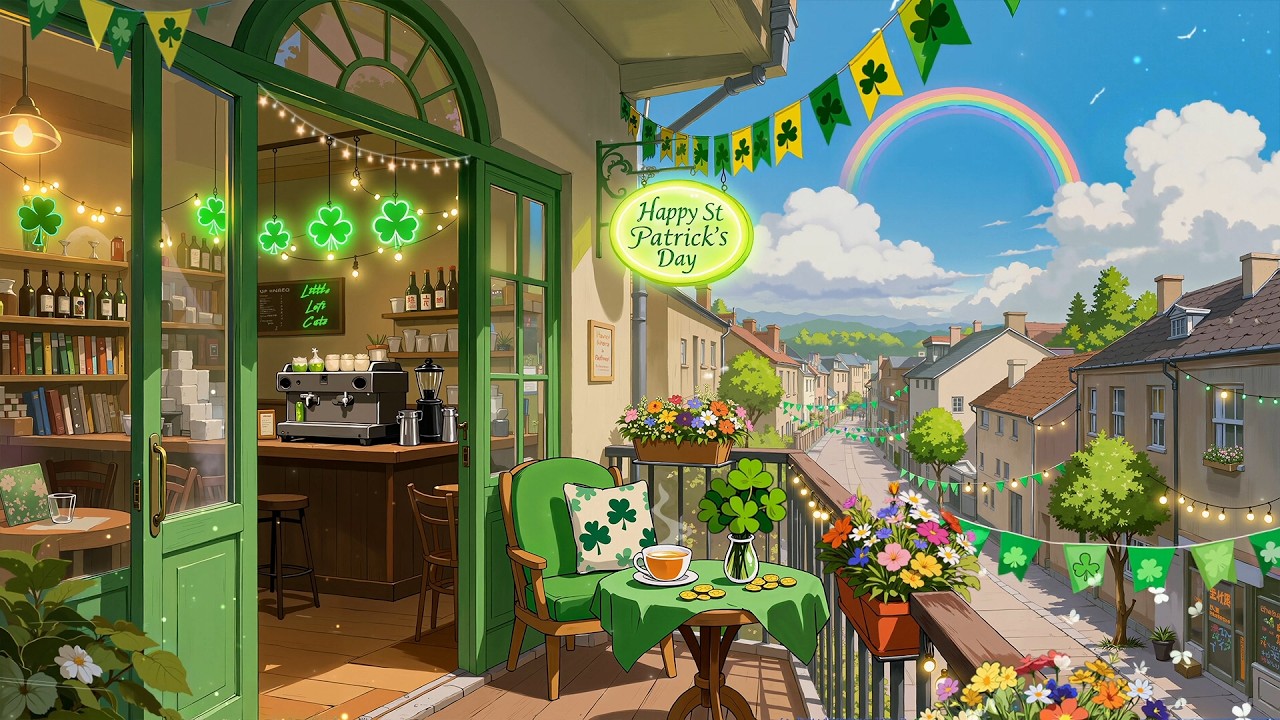 Festive Caf&eacute; ☘️✨ St. Patrick's Day Rainbow & Chill Lofi Beats for Lucky Morning