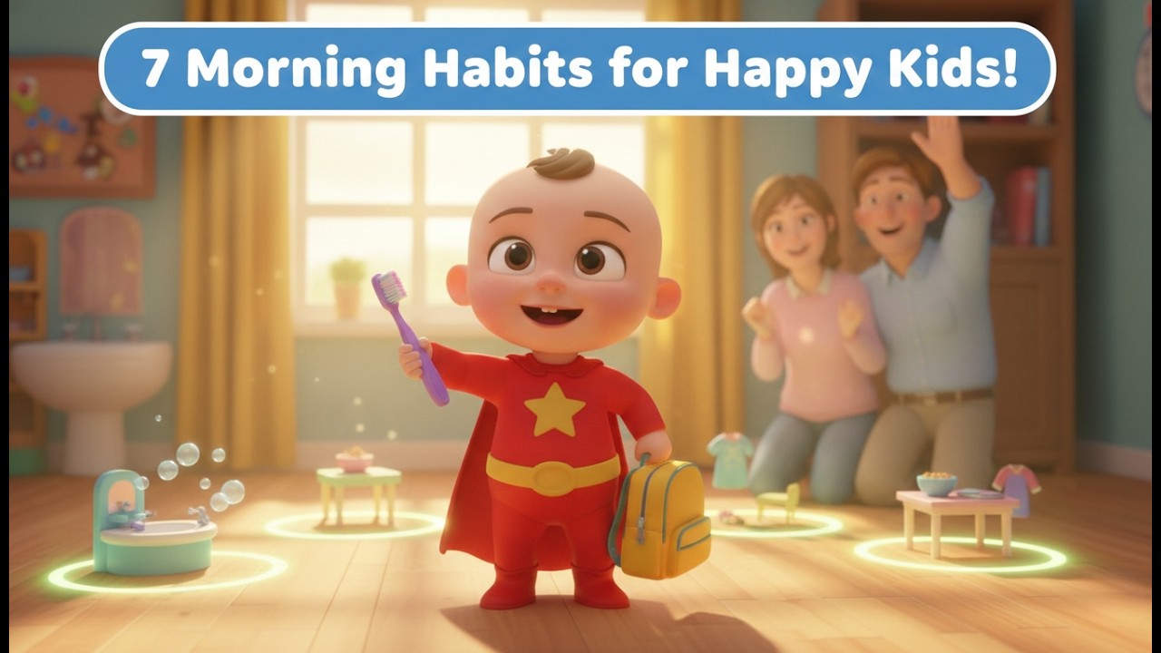 7 Morning Habits for Happy Kids | Fun Daily Routine for School | Kids Learning Video #kidslearning