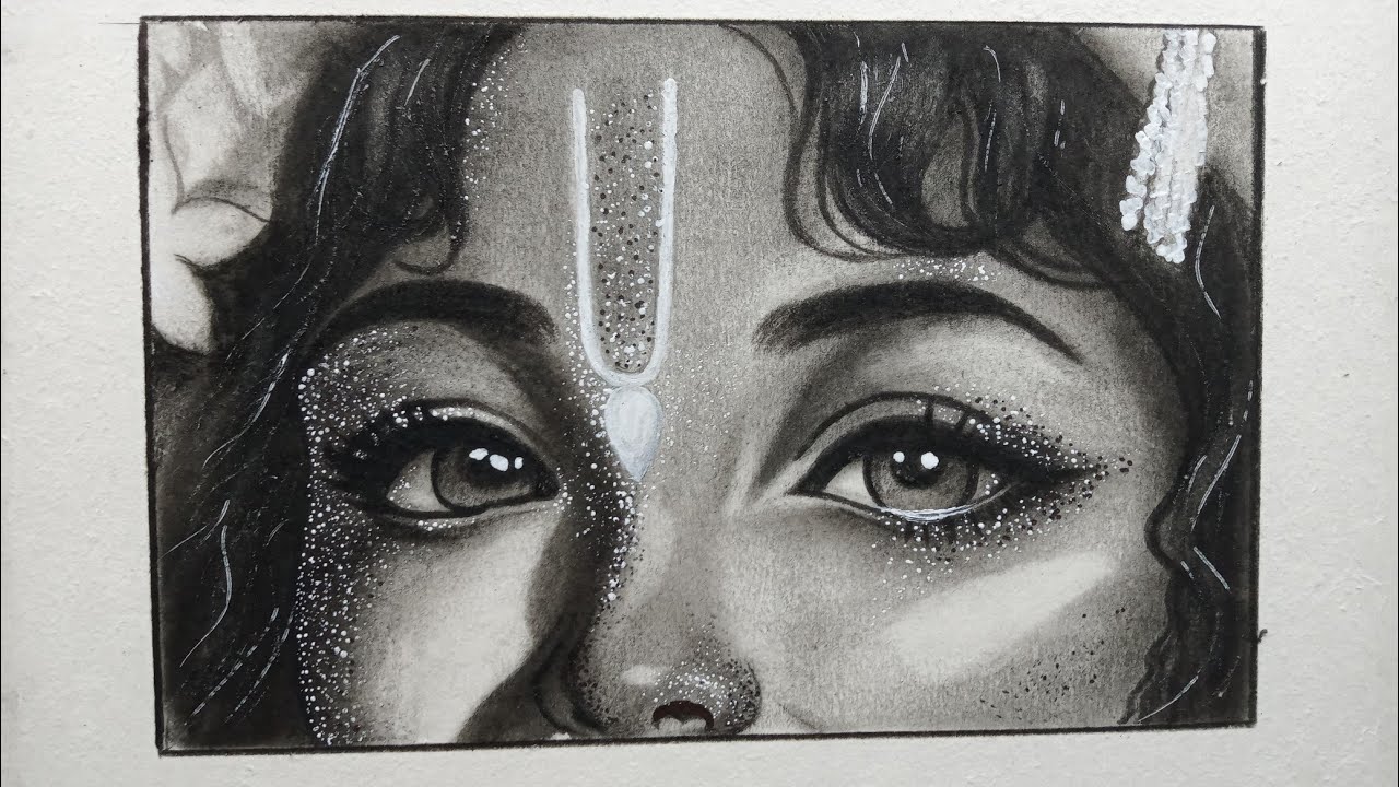 How to draw lord krishna eyes step by step |Lord krishna eye sketching tutorial for beginners