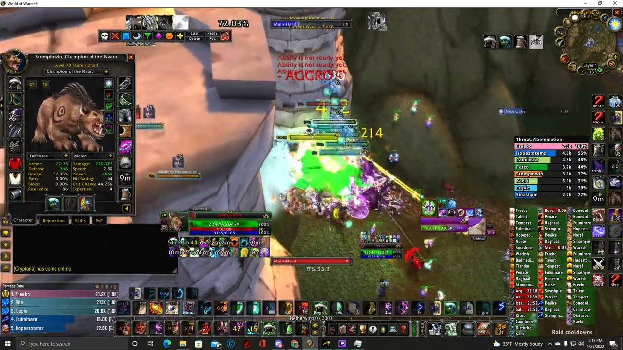 Wow TBC Classic Mount Hyjal Main Tank Feral Druid First night Clear
