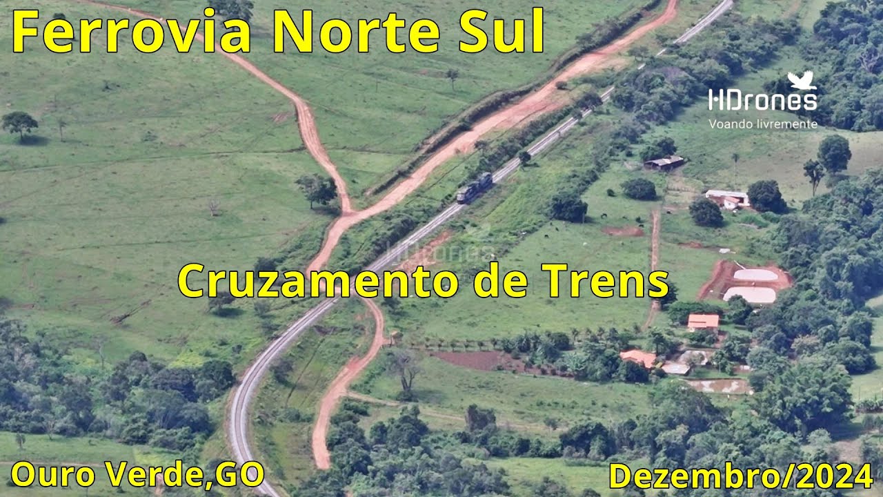 Cruzamento de Trens em Ouro Verde - Escoteiras com Trem de Minério 4k - Ferrovia Norte Sul