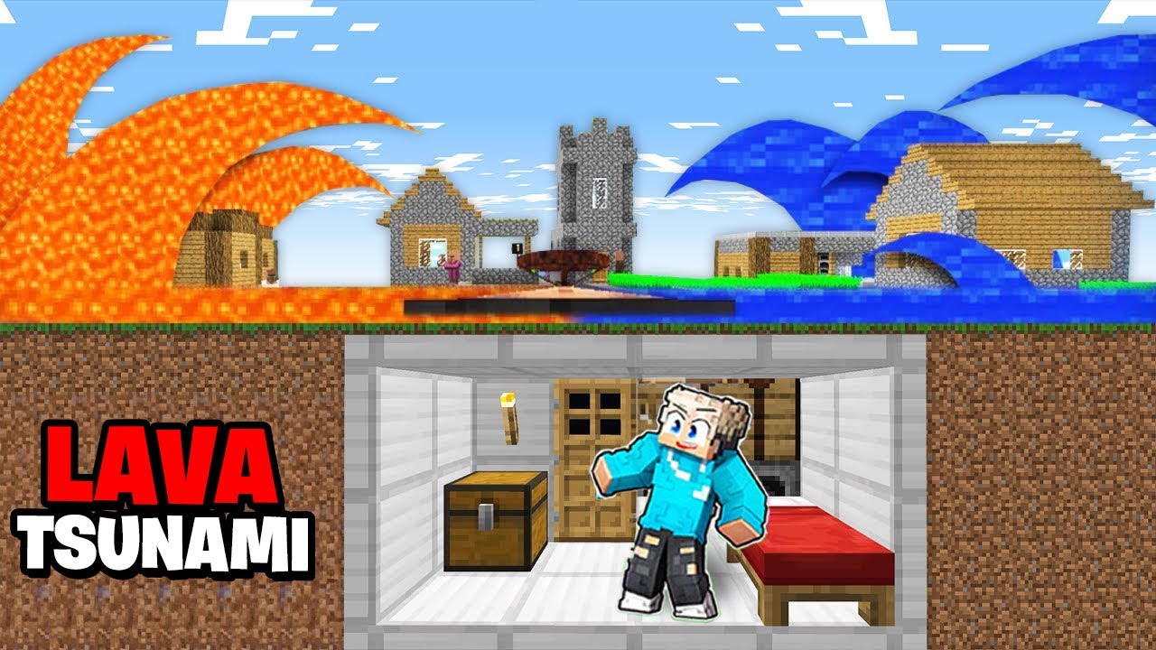 LAVA TSUNAMI vs WASSER TSUNAMI vs LUMIS UNTERGRUND BUNKER in Minecraft !!
