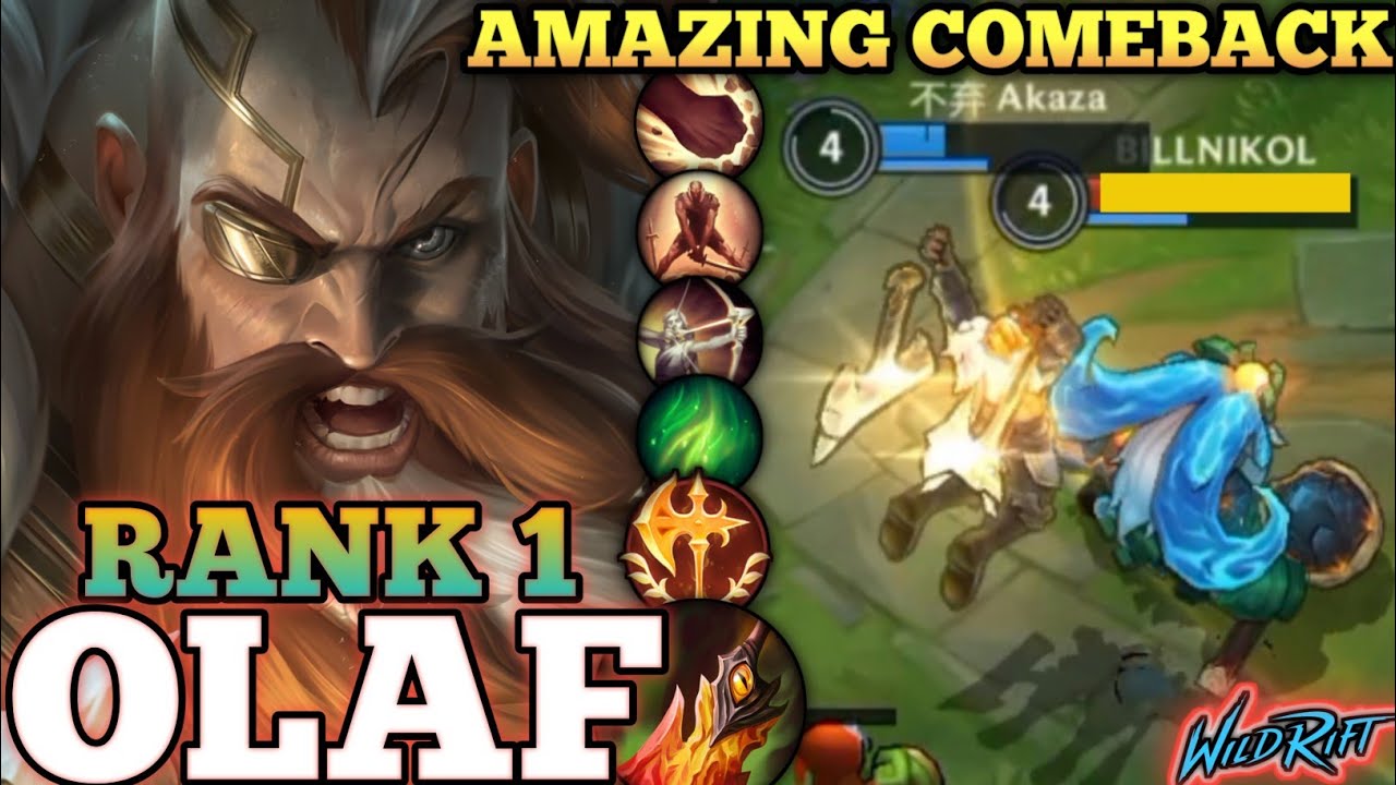 OLAF UNSTOPPABLE IN LATEGAME! PERFECT COMEBACK MVP PLAY - TOP 1 GLOBAL OLAF BY 不弃 Akaza - WILD RIFT