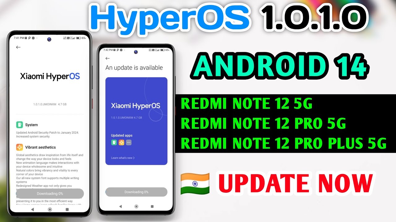 OFFICIAL OTA 🇮🇳 HYPEROS UPDATE - REDMI NOTE 12 PRO 5G - REDMI NOTE 12 PRO PLUS 5G - REDMI NOTE 12 5G