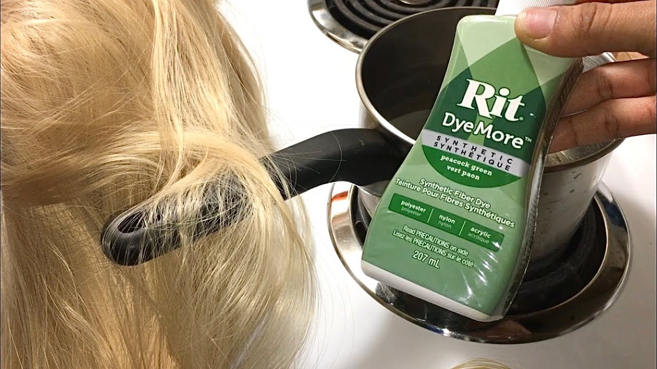 How To Stovetop Dye Synthetic Wigs w Rit DyeMore “Peacock Green”