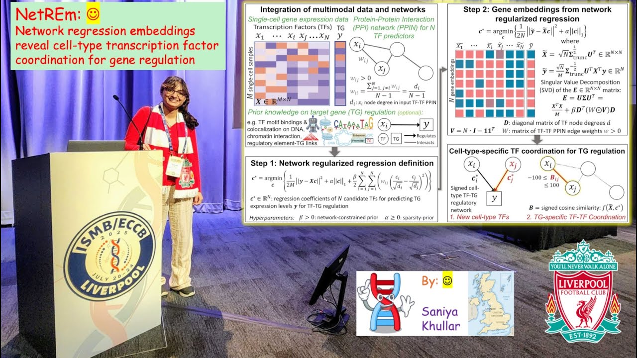 ISMB/ECCB: NetREm Network Regression Embeddings Reveal Cell-Type TF Coordination for Gene Regulation