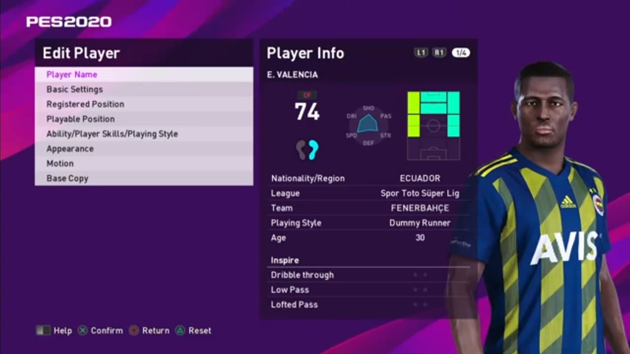 Enner Valencia face e football pes 2020 Fenerbahce